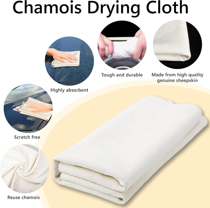 ecocstm Chamois Towel for Car, Shammy Cloth for Car Drying 15" x 25" (2.5 sq ft), Absorber Towel for Car Chamois Cloth, Real Leather Reusable Washing Shammy for Car Drying, Window Glass Cleaning, Home - Image 3